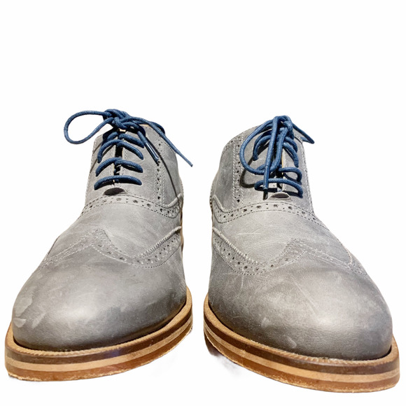 Cole Haan Gray Wingtip Oxfords with Blue Laces main image 6